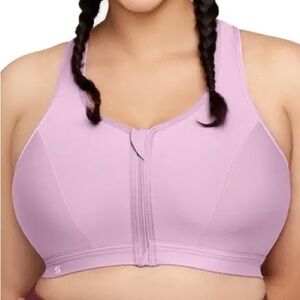 GLAMORISE SPORT front zip wire free high impact sports bra size 42B NWT
